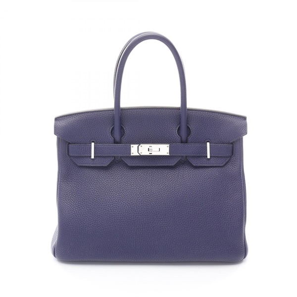 HERMES Birkin 30 Handbag C Togo leather Blue encre Used SHW