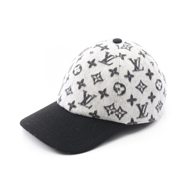 LOUIS VUITTON Casigora Monogram cap hats 55-59cm M7210M wool Gray Black Used