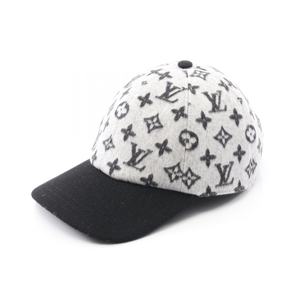 LOUIS VUITTON Casigora Monogram cap hats 55-59cm M7210M wool Gray Black Used