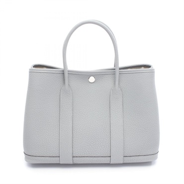 HERMES Garden party TPM Tote HandBag Negonda leather Gris pantin Blue SHW K