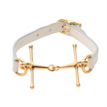 HERMES Malle Bracelet bangle 16cm Swift leather GHW white Used Women