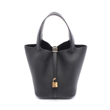 HERMES Picotin Lock MM Tote Handbag Clemence leather Black GHW Women K