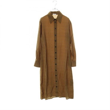 Salvatore Ferragamo shirt Dress #42 silk Brown Blue Multicolor Used Women