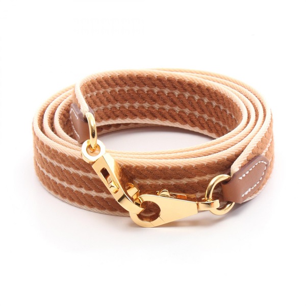 HERMES Bandouliere Sangle Cordage Shoulder strap canvas leather Brown GHW Used K
