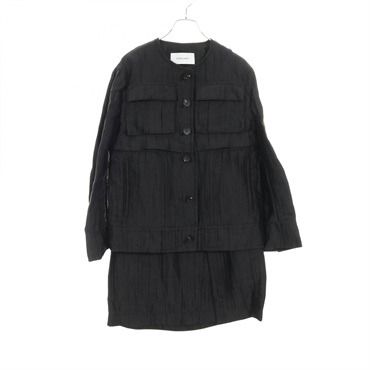 Salvatore Ferragamo matching set jacket & skirt silk Black Used Women #40