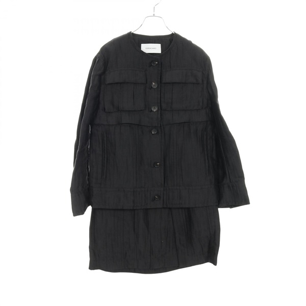 Salvatore Ferragamo matching set jacket & skirt silk Black Used Women #40