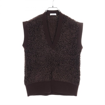 Salvatore Ferragamo V-neck Vest Rayon Brown #XS Used Women