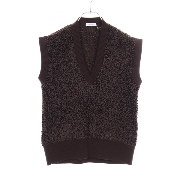 Salvatore Ferragamo V-neck Vest Rayon Brown #XS Used Women