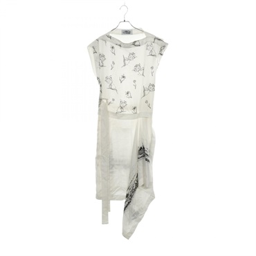 Salvatore Ferragamo Dress #36 sleeveless silk White Black Used Women