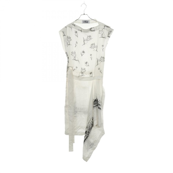 Salvatore Ferragamo Dress #36 sleeveless silk White Black Used Women