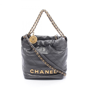 CHANEL 22 Mini Matelasse Crossbody Chain Shoulder Bag AS3980 leather Gray GHW