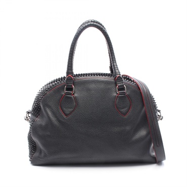 Christian Louboutin PANETTONE crossbody shoulder hand bag leather Black Red Used