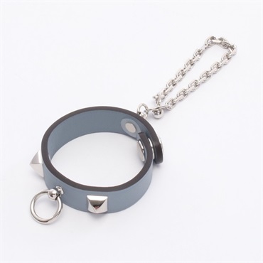 HERMES Rival key holder chain Swift leather Metal Blue SHW Used Women