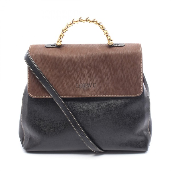 LOEWE shoulder Handbag leather Black Brown Used Women