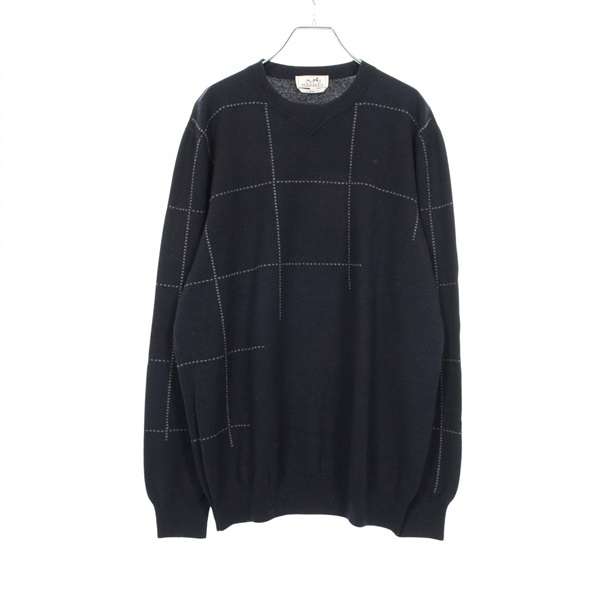 HERMES knitwear sweater #XL cashmere Navy Used mens