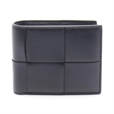 BOTTEGA VENETA cassette Bi-fold wallet leather Black Used Women BV