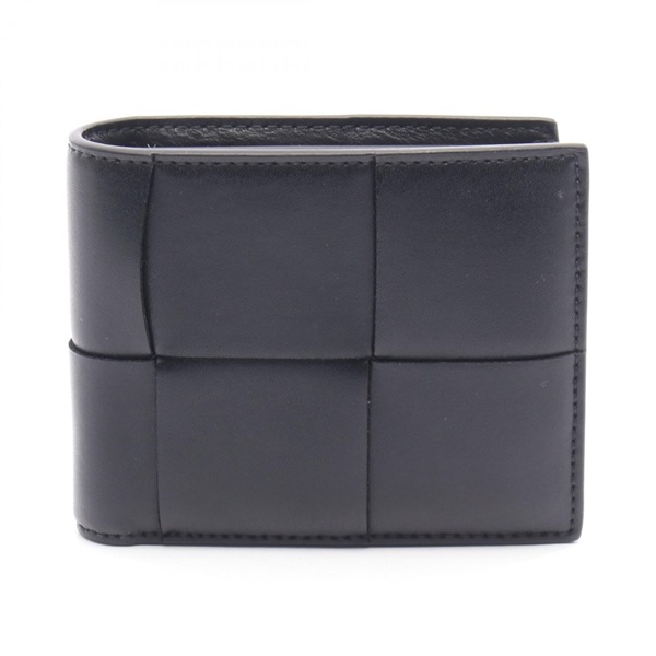 BOTTEGA VENETA cassette Bi-fold wallet leather Black Used Women BV
