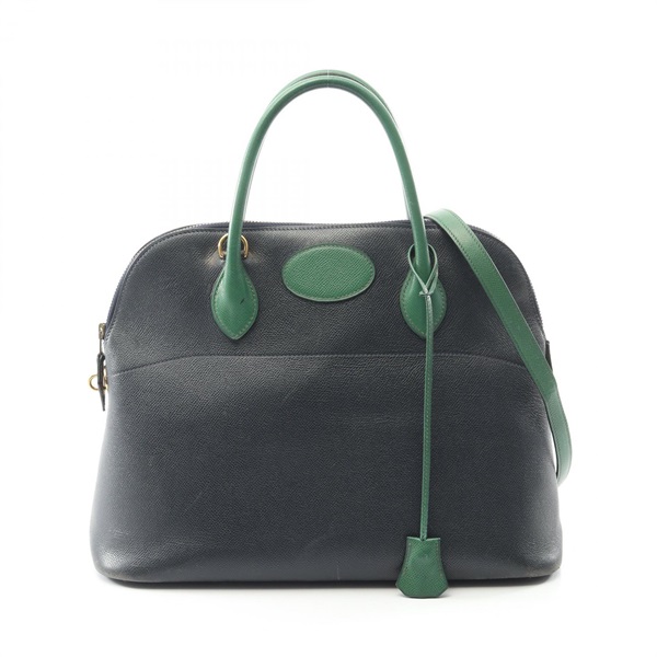 HERMES Bolide35 Shoulder Handbag Courchevel leather  Green Blue indigo Used GHW