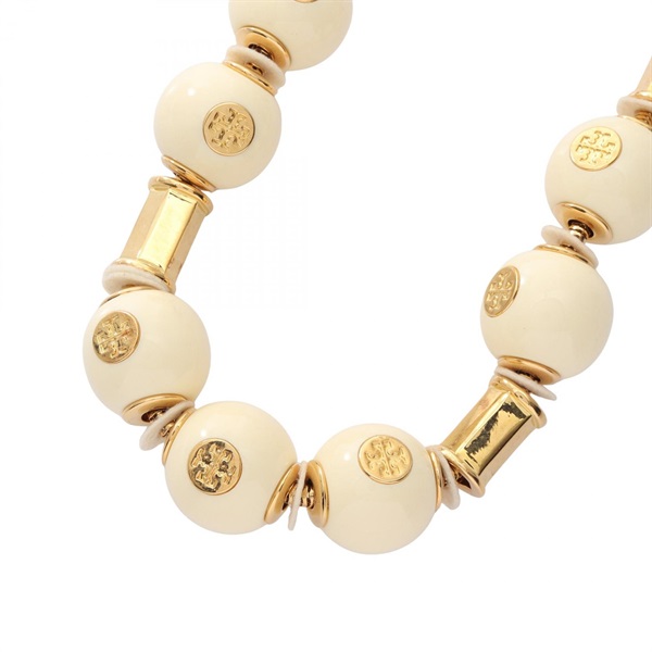 Tory Burch logo Necklace Gold Plated Plastic Beige Used Women