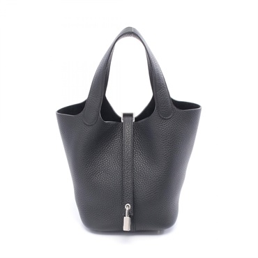 HERMES Picotin Lock PM Handbag Clemence leather Black Used Women K SHW