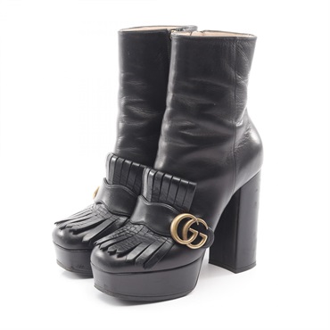 GUCCI GG Marmont boots short shoes #36 heels 577217 leather Black Used Women