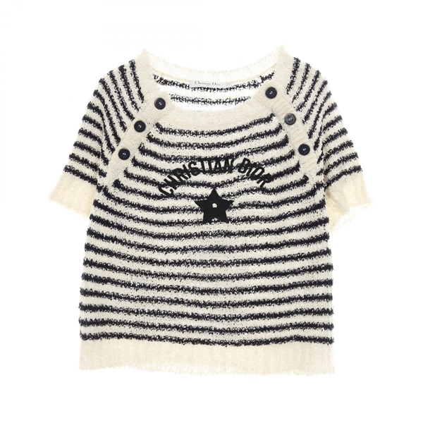 Christian Dior Mariniere knitwear sweater #34 cotton silk Beige Navy Used Women
