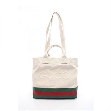 GUCCI Sherry line Shoulder Tote Bag 782741 canvas Beige Green Red Used unisex