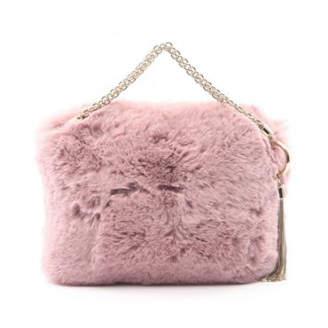 JIMMY CHOO CALLIE Chain Handbag Artificial fur Pink Used Women