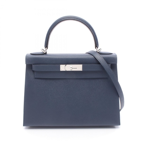 HERMES Kelly 28 Shoulder Handbag Epsom leather Blue navy Used Women SHW K