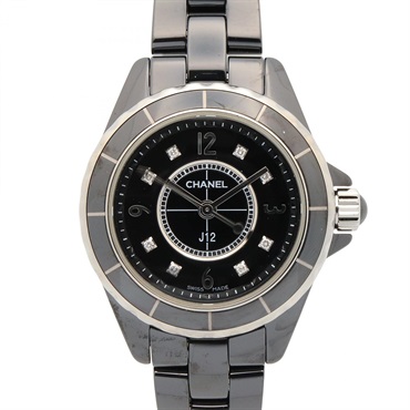 CHANEL J12 8P Diamond Wrist Watch H2569 Quartz Ceramic Used Women