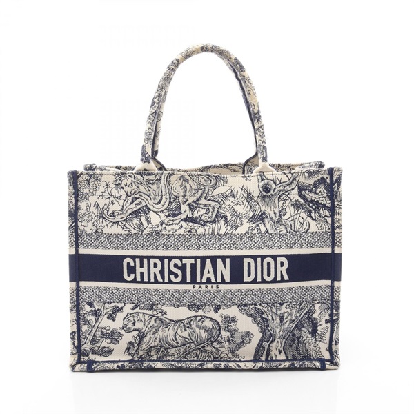 Christian Dior BOOK TOTE Medium hand Bag M1296ZTDT_M34I canvas White Navy Used