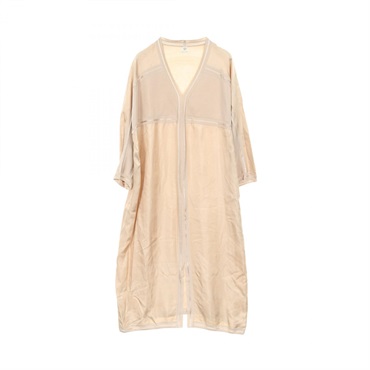 HERMES Dress #42 v-neck silk Beige Used Women