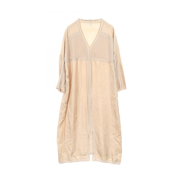 HERMES Dress #42 v-neck silk Beige Used Women