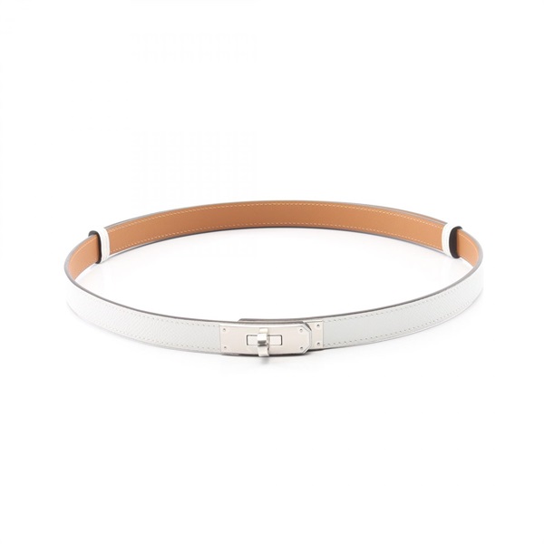 HERMES Kelly belt ceinture 103cm W Epsom leather White Used Women SHW