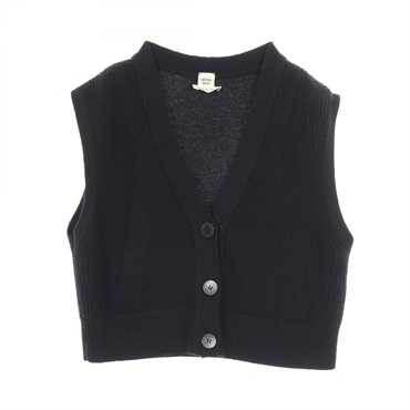 HERMES Sellier button vest knitwear cashmere Black Used Women