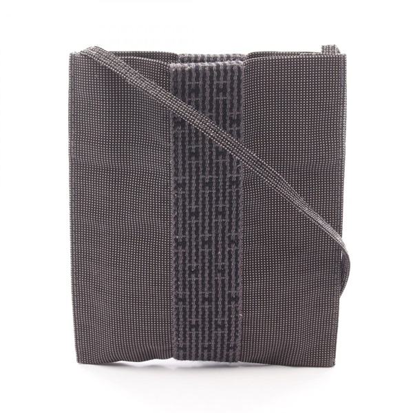 HERMES Herline pochette Shoulder crossbody Bag Nylon canvas Gray Used Women