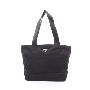 PRADA VELA Triangle Logo Tote Shoulder Bag Nylon Black Used Women