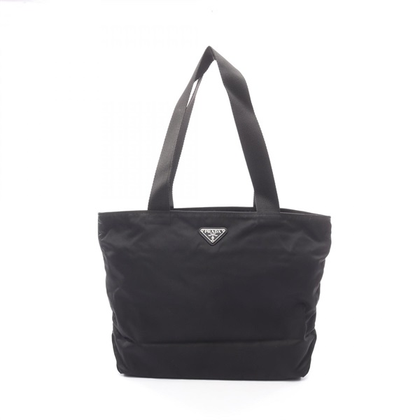 PRADA VELA Triangle Logo Tote Shoulder Bag Nylon Black Used Women