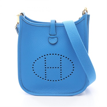 HERMES Evelyne Amazon TPM Shoulder Bag Clemence leather Blue hydra Used GHW W
