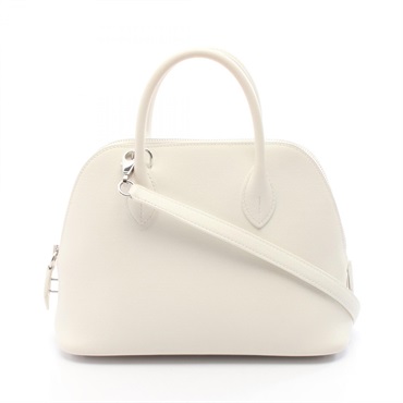 HERMES Bolide 1923 25 Verso Shoulder Handbag Evercolor leather White Lime SHW B