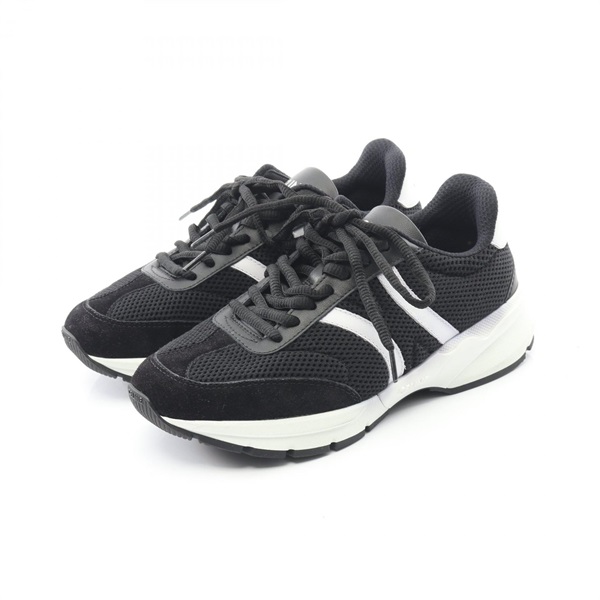 CELINE Runner Sneakers leather Suede Fabric Black White Used Women size 35