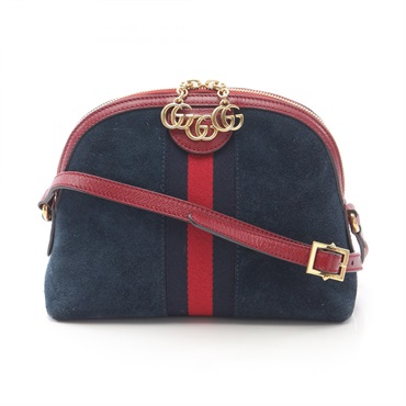 GUCCI Ophidia Shoulder Crossbody Bag 499621 Suede leather Navy Red Used Women