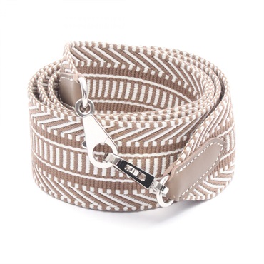 HERMES Bandouliere Sangle Caval Shoulder strap Swift leather canvas Gray White W