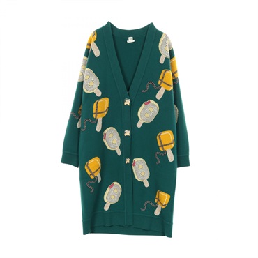 HERMES Funny Ice Cream cardigan #38 knitwear 4E2725DB cashmere Green Yellow