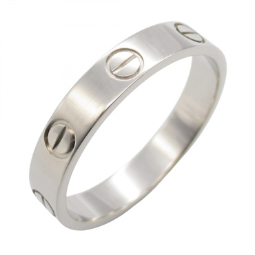CARTIER Mini Love Ring 18KWG White Gold Used unisex #55 US size 7