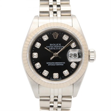 ROLEX Datejust 10P Diamond P Wrist Watch 79174G Automatic 18KWG SS Used Women