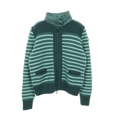 MONCLER striped Down jacket wool Nylon Moheya Green #XS Used Women