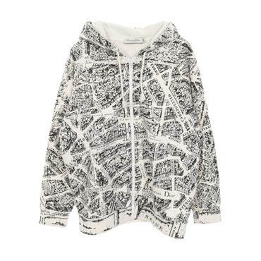 Christian Dior Plan de Paris Hoodie #S cotton White Black Used Women