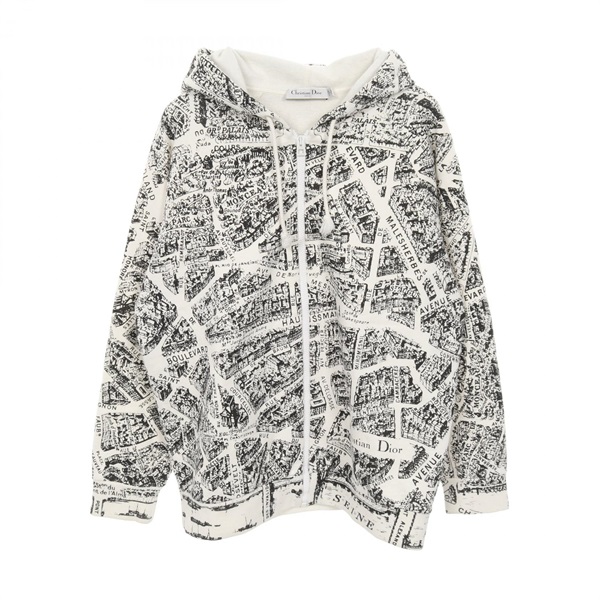 Christian Dior Plan de Paris Hoodie #S cotton White Black Used Women