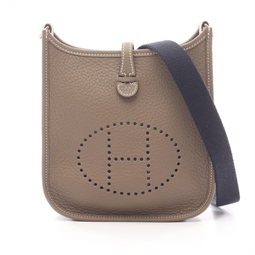 HERMES Evelyne TPM Amazon Shoulder Bag Clemence leather Etoupe Grey Used K SHW